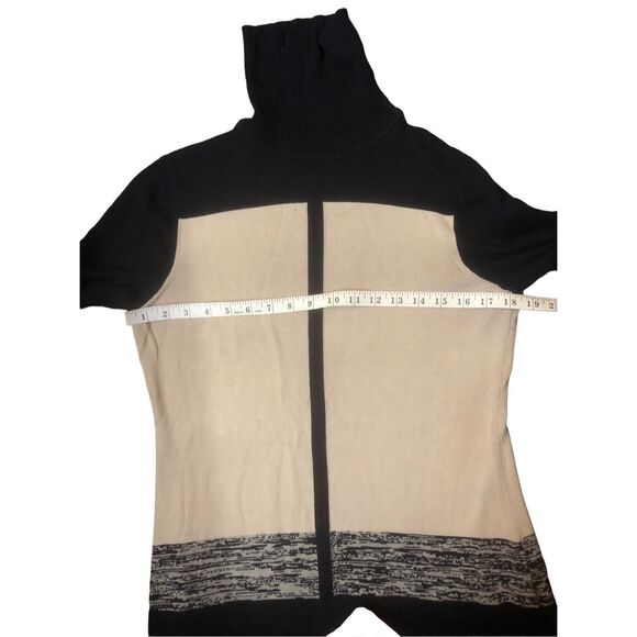 Black and cream Colorblock Narcisco Rodriguez Colorblock Turtleneck Sweater Dres - Picture 10 of 13